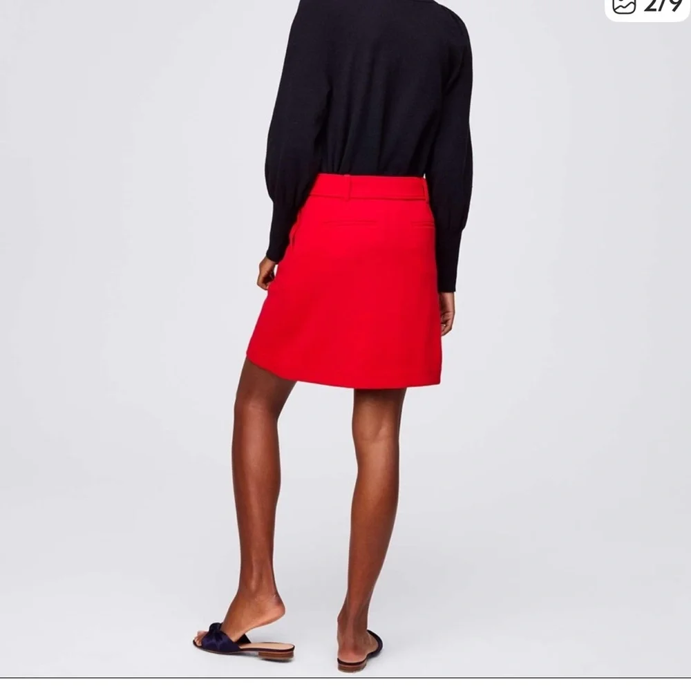Ann Taylor Loft Tie Waist Pocket Skirt - size 8 - red - FLATTERING!!! - Picture 2 of 6